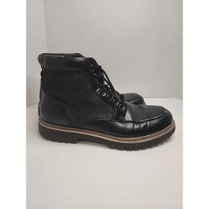Steve Madden Leather Boots Mens Size 9 Black Casual Dress Combat Mixed Media